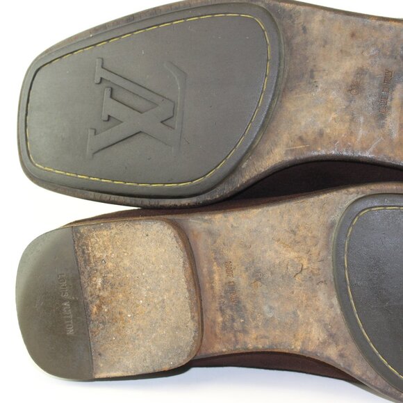 Louis Vuitton Brown Suede Leather Loafer Slip One Shoe (8.5 US) - Picture 13 of 14